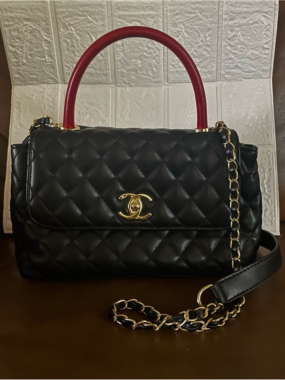 Vintage CC Quilted Leather Top-Handle Bag with strap